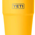 Yeti Rambler 26 oz. Straw Cup - A yellow insulated tumbler with a clear plastic straw and silver lid.