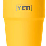 Yeti Rambler 26 oz. Straw Cup - A yellow insulated tumbler with a clear plastic straw and silver lid.