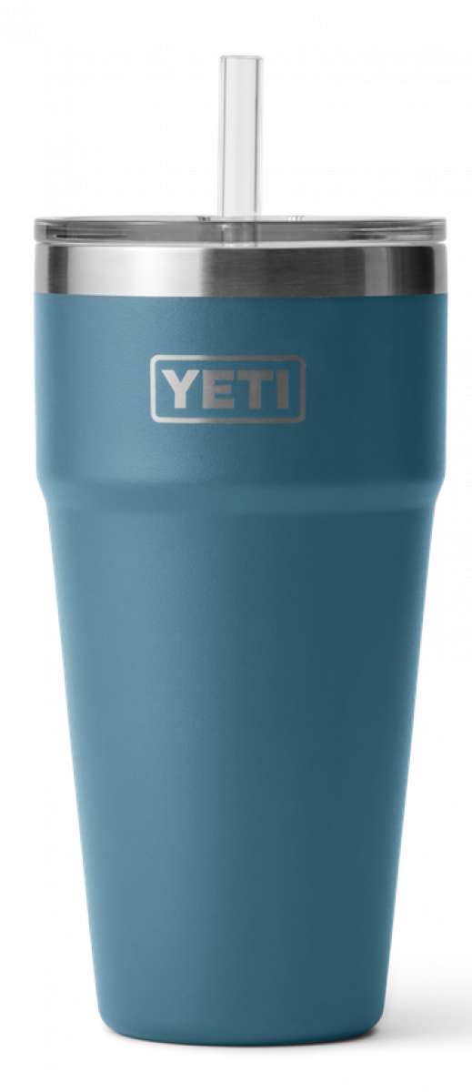 Yeti Rambler 26 oz. Straw Cup - A stainless steel tumbler with a straw and lid, featuring a brushed finish.