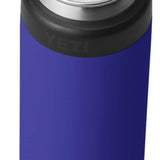 Yeti Rambler 12 oz. Colster Slim Can Insulator - A royal blue insulated can holder with a silver lid and a black rubber band around it.