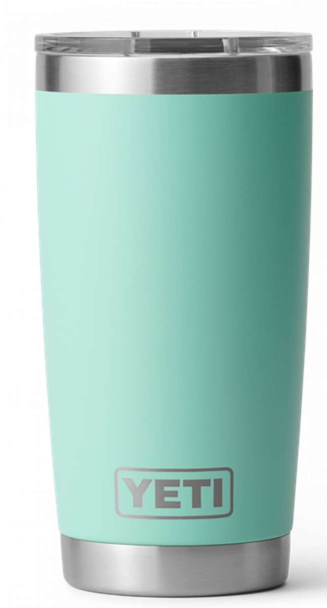 Yeti Rambler 20 oz. Tumbler with Magslider Lid - A stainless steel tumbler with a clear lid and silver handle.