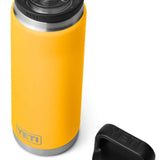 Yeti Rambler 26 oz. Bottle With Chug Cap - A stainless steel water bottle with a screw-on lid and chug cap, featuring a silver color and a cylindrical shape.