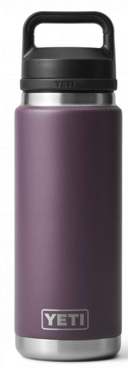 Yeti Rambler 26 oz. Bottle With Chug Cap - A stainless steel bottle with a chug cap, featuring a silver color and a handle on top.