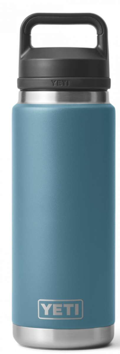 Yeti Rambler 26 oz. Bottle With Chug Cap - A stainless steel bottle with a chug cap, featuring a silver color and a handle on top.