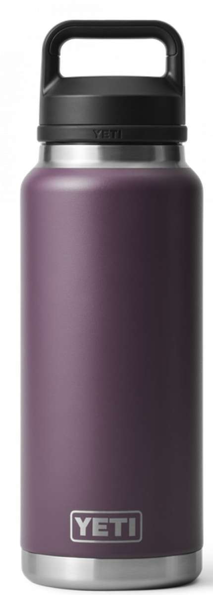 Yeti Rambler 36 oz. Bottle With Chug Cap - A large, insulated bottle with a black chug cap and a screw-on lid.