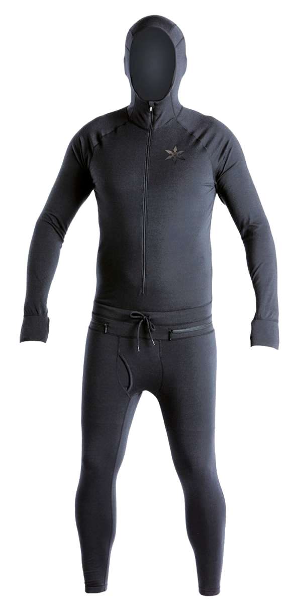 Airblaster Classic Ninja Suit 2022 - Black full-body suit with a hood and zipper down the front.