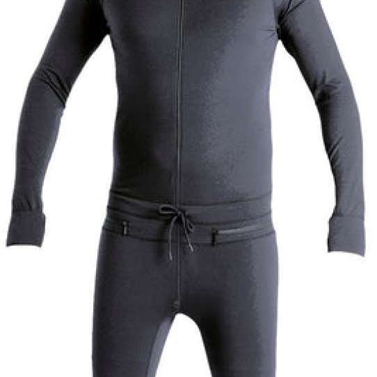 Airblaster Classic Ninja Suit 2024 - Black snowsuit with a small embroidered logo on the chest.
