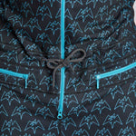 Airblaster Classic Ninja Suit 2024 - Black snowsuit with neon green lightning bolt pattern and zipper.