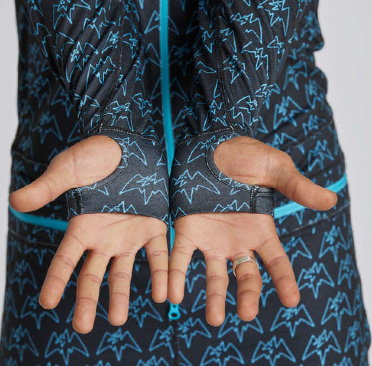 Airblaster Classic Ninja Suit 2024 - Black ninja suit with a repeating pattern of light blue ninjas in various poses.