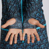 Airblaster Classic Ninja Suit 2024 - Black ninja suit with a repeating pattern of light blue ninjas in various poses.