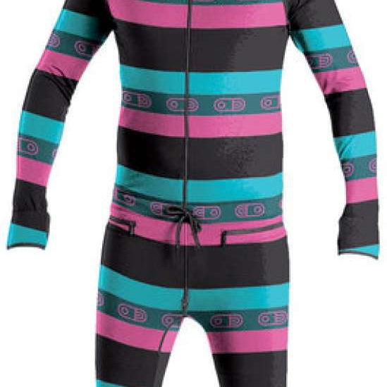 Airblaster Classic Ninja Suit 2024 - Black suit with pink and blue stripes.