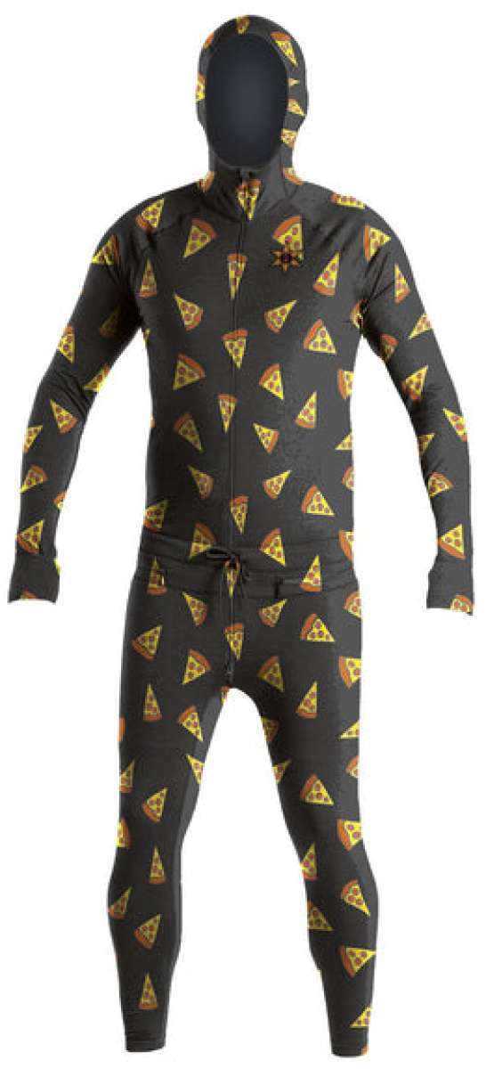 Airblaster Classic Ninja Suit 2024 - Black full-body suit with yellow and orange triangles pattern.