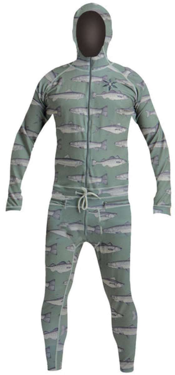 Airblaster Classic Ninja Suit 2024 - Black ninja suit with a white and grey graphic pattern of ninjas in various poses.