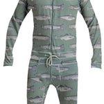 Airblaster Classic Ninja Suit 2024 - Black ninja suit with a white and grey graphic pattern of ninjas in various poses.