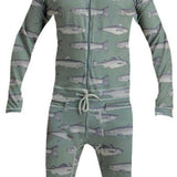 Airblaster Classic Ninja Suit 2024 - Black ninja suit with a white and grey graphic pattern of ninjas in various poses.