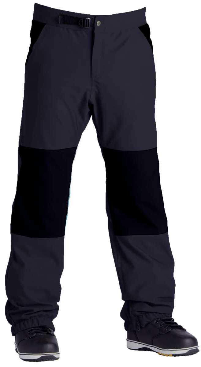 Airblaster Elastic Boss Shell Pant 2024 - Black pants with a subtle pattern of diagonal stripes on the upper thigh area.