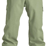 Airblaster Freedom Shell Boss Pants 2024 - Sage green pants with a black belt and silver snap button at the waist.