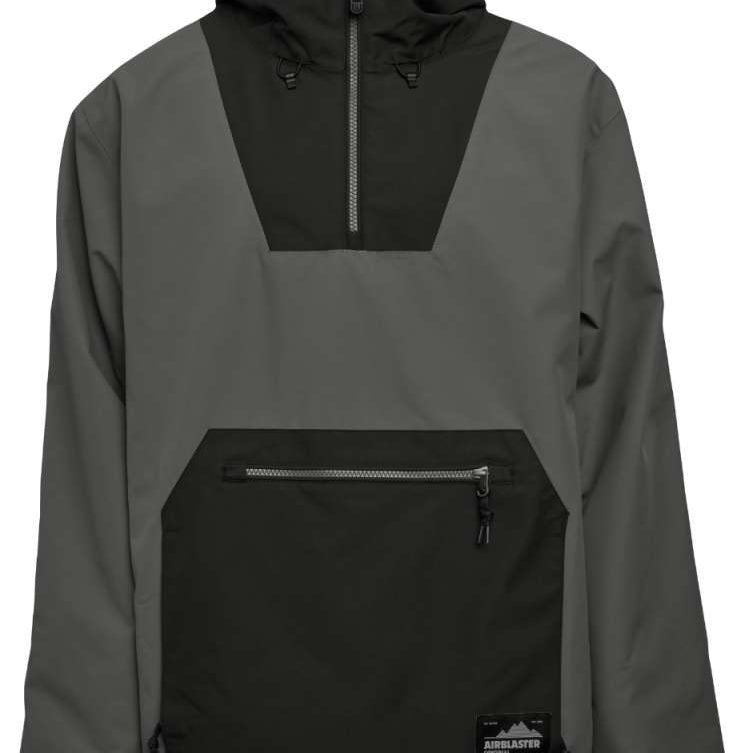 Airblaster Freedom Shell Pullover 2024 - A black pullover with a hood and zipper down the front.
