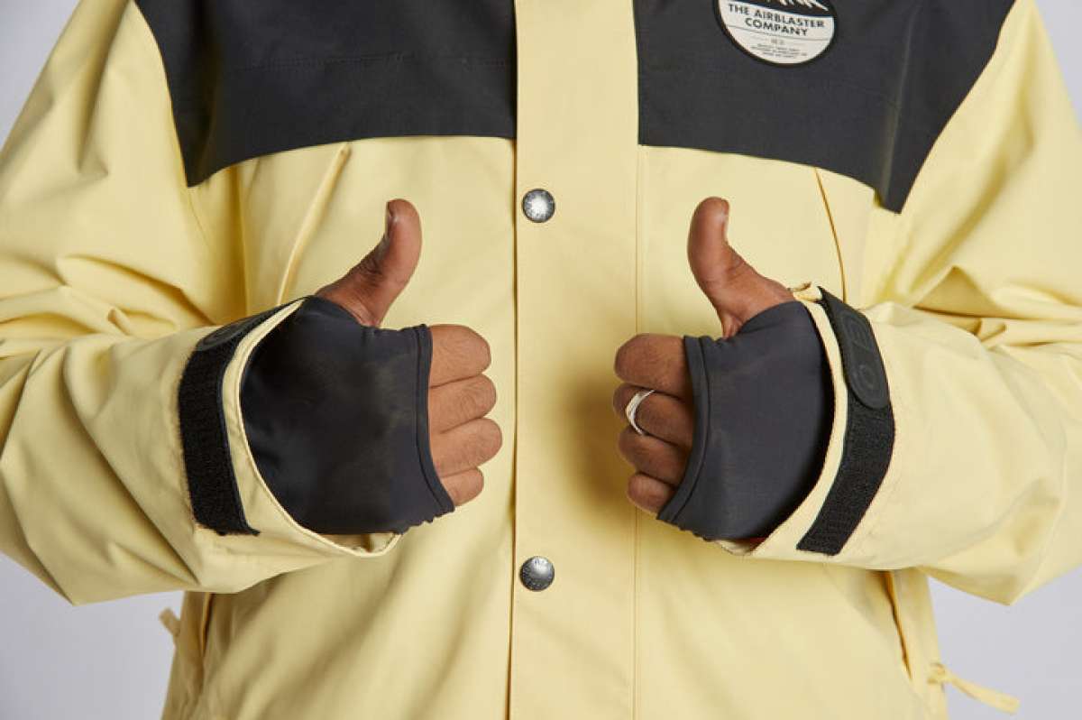 Airblaster Guide Shell Jacket 2024 - A black jacket with a white logo on the left chest and a zipper closure.