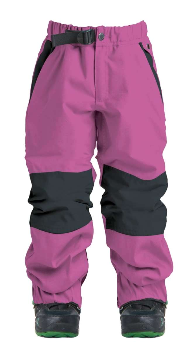 Airblaster Junior's Boss Insulated Pant 2022 - Black snow pants with a white logo on the left leg, featuring a black belt and zippered pockets.