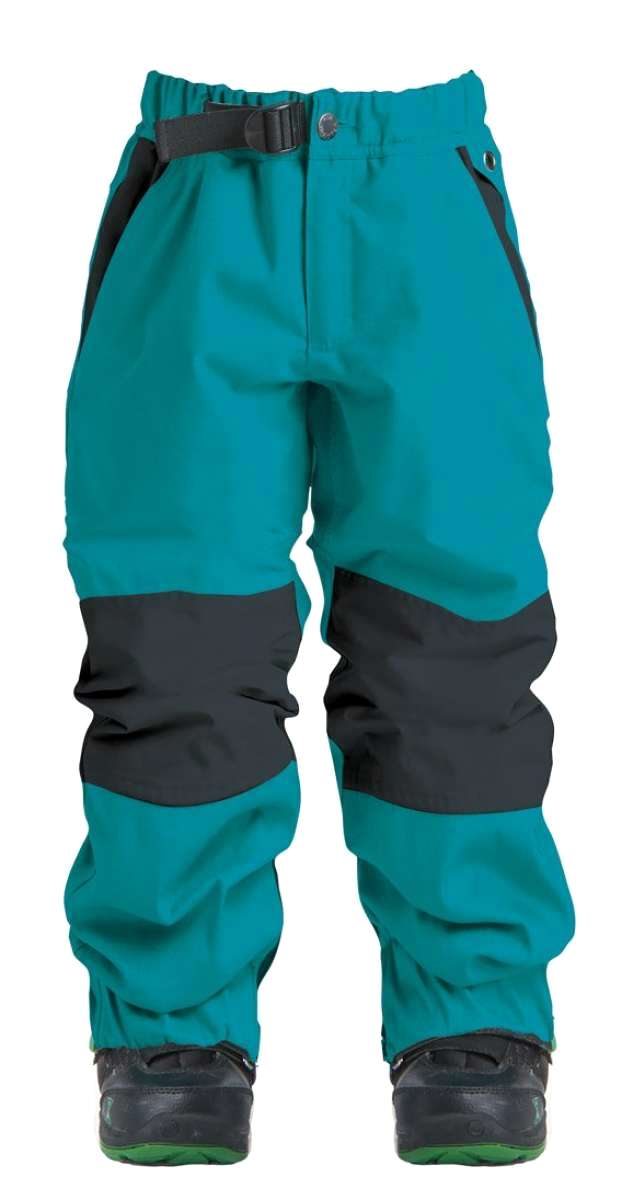 Airblaster Junior's Boss Insulated Pant 2022 - Black snow pants with a white stripe down the side and black zipper on the left leg.