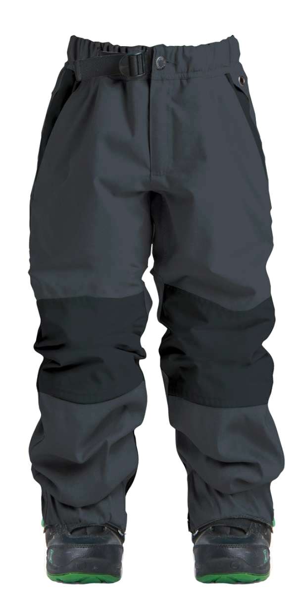 Airblaster Junior's Boss Insulated Pant 2022 - Black snow pants with a black belt and silver buckle on the waist.