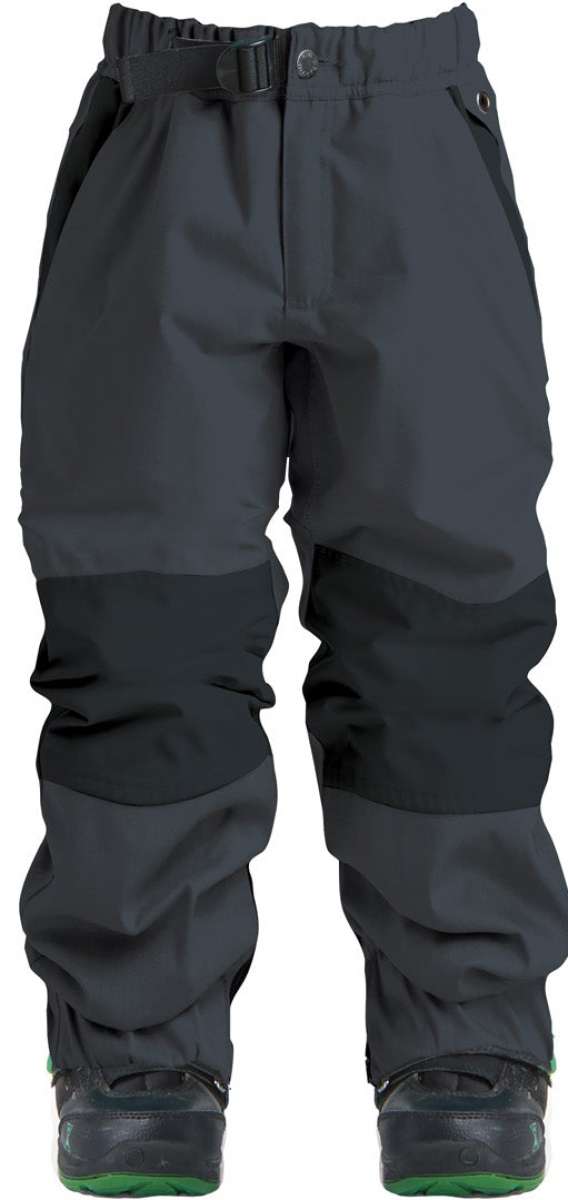Boss Shell Pant - Black snow pants with a black belt, featuring two zippered pockets on the side and one zippered pocket at the back.