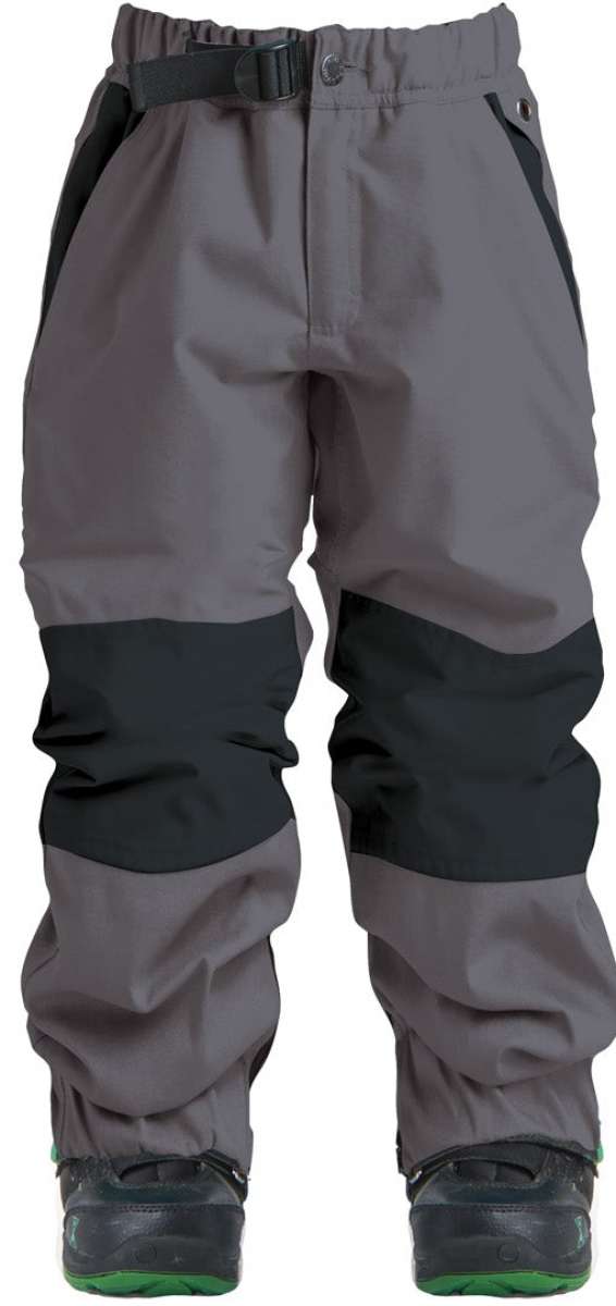 Airblaster Junior's Boss Shell Pant 2023 - Black pants with a black belt and silver grommets.