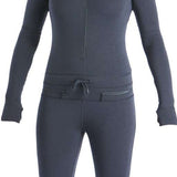 Airblaster Women's Classic Ninja Suit 2023 - A dark gray women's full-body suit with a hood and zipper down the front.