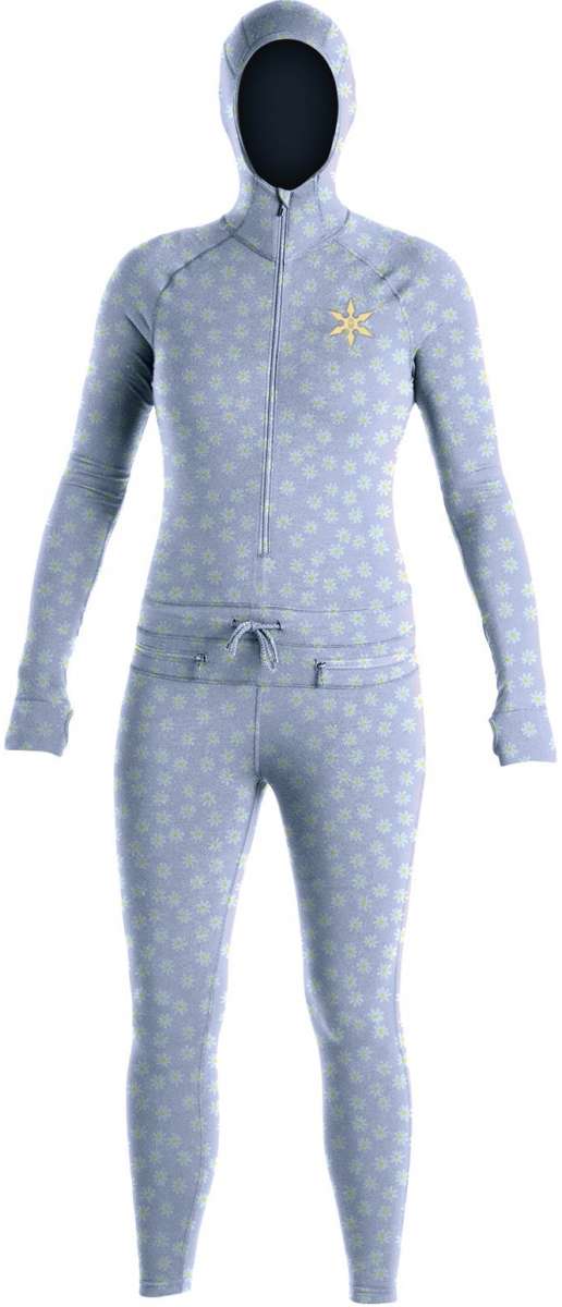 Airblaster Women's Classic Ninja Suit 2023 - Black snowsuit with white logo on chest and black zipper down front.