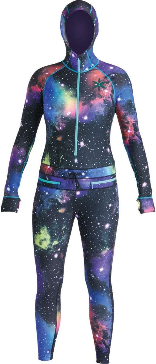 Airblaster Women's Classic Ninja Suit 2023 - Black suit with neon green accents and a ninja mask design on chest.