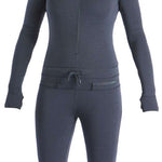 Airblaster Women's Classic Ninja Suit 2024 - A dark gray women's full-body suit with a hood and zipper down the front.