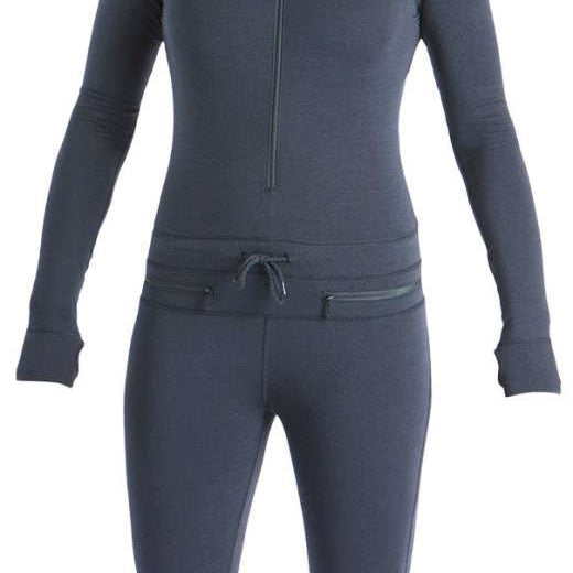 Airblaster Women's Classic Black Ninja Suit 2024 - A black full-body suit with a zipper running down the front.