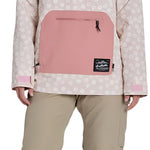 Airblaster Women's Freedom Pull Over Shell Jacket 2024 - A light pink jacket with a subtle leopard print pattern and black hardware.