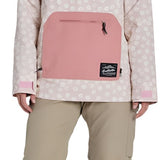 Airblaster Women's Freedom Pull Over Shell Jacket 2024 - A light pink jacket with a subtle leopard print pattern and black hardware.