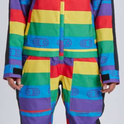 Airblaster Women's Freedom Stretch Suit 2024 - Black snowsuit with white logo on chest and black straps on shoulders.