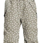 Airblaster Women's Hot Shell Bib Pant 2024 - Light gray bib pants with a repeating pattern of small white flowers and snowflakes.