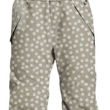 Airblaster Women's Hot Shell Bib Pant 2024 - Light gray bib pants with a repeating pattern of small white flowers and snowflakes.