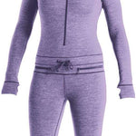 Airblaster Women's Merino Ninja Suit 2023 - Heathered purple merino wool ninja suit with a hood and zipper.