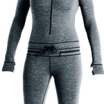 Airblaster Women's Merino Ninja Suit 2023 - Heathered gray merino wool base layer with black trim and a white star logo on the chest.