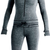 Airblaster Women's Merino Ninja Suit 2023 - Heathered gray merino wool base layer with black trim and a white star logo on the chest.