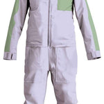 Airblaster Women's Stretch Freedom Suit 2023 - Black snowsuit with reflective silver logo on chest and black zipper.