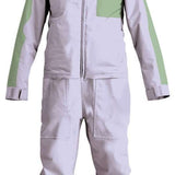 Airblaster Women's Stretch Freedom Suit 2023 - Black snowsuit with reflective silver logo on chest and black zipper.