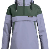 Airblaster Women's Trenchover Insulated Jacket 2024 - A black insulated jacket with a hood, featuring a zippered front and two pockets on either side.