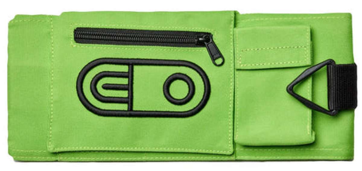 Airblaster Leg Bag 2024 - Lime green bag with black zipper on top and black strap handle.