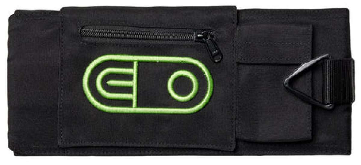 Airblaster Leg Bag 2024 - Black bag with neon green logo on front.