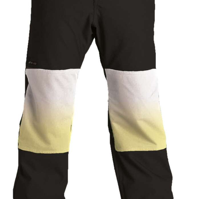 Airblaster Max Elastic Boss Pants 2023 - Black pants with a subtle yellow stripe on the side and black elastic cuffs at the ankles.
