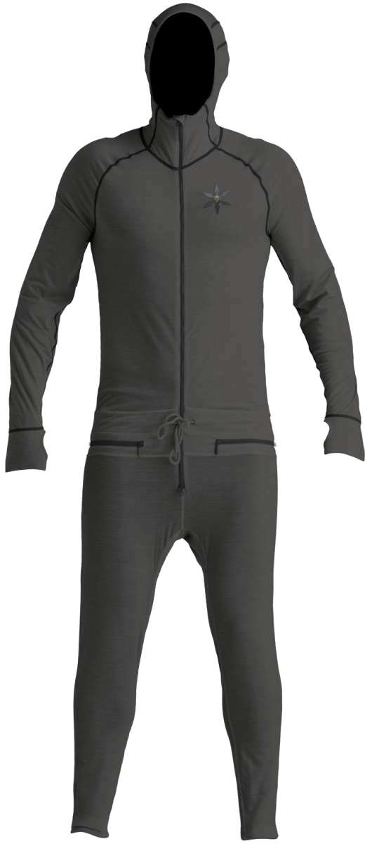 Airblaster Merino Ninja Suit 2023 - Black ninja suit with a hood and zipper down the front.