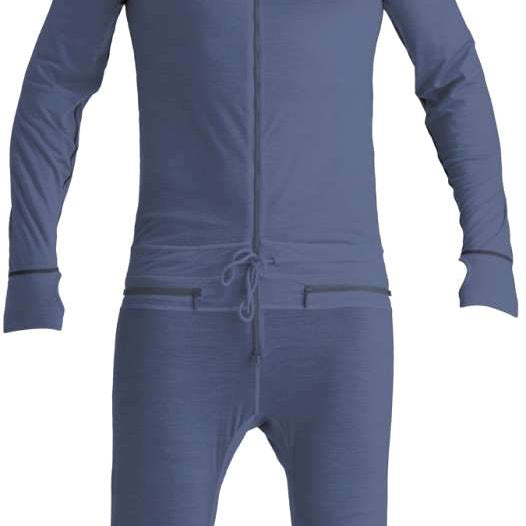 Airblaster Merino Ninja Suit 2023 - A dark gray, full-body suit with a hood and zipper down the front.