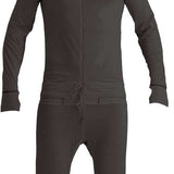Airblaster Merino Ninja Suit 2024 - Black snowsuit with a hood and zipper down the front, featuring a small embroidered star on the left chest.
